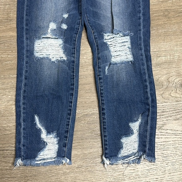 Vervet Women’s Distressed Mid-Rise Cropped Boyfriend Fit Jeans Blue Sz 24 - Picture 4 of 11